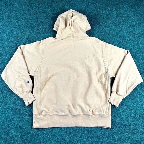 Champion Reverse Weave Mustard Yellow Hoodie Logo on Hood Mens Size Large - Picture 3 of 10